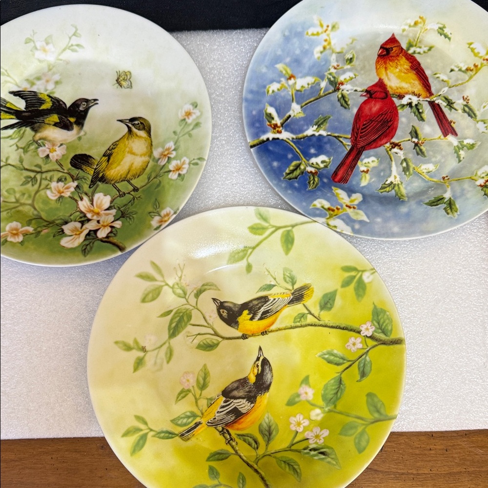 Set of Three Decorative Bird Plates